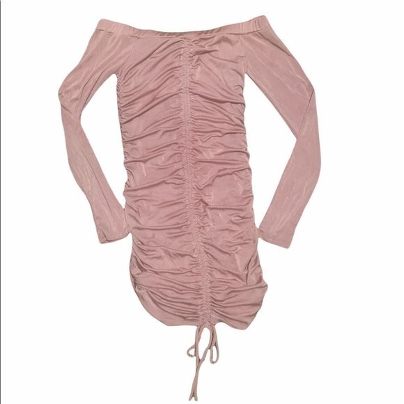 Forever 21 M Ruched Off Shoulder Bodycon Blush/pink Dress - Picture 2 of 5